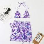 3 Pieces Bikini Set With SkirtTie Dye String Thong Bathing Suit Women Swimsuit FemaleSwimwear Beach Wear Swim Lady Summer