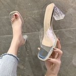 Summer Women Pumps Sandals PVC Jelly Slippers Open Toe High Heels Women Transparent Perspex Slippers Shoes Heel Clear Sandals