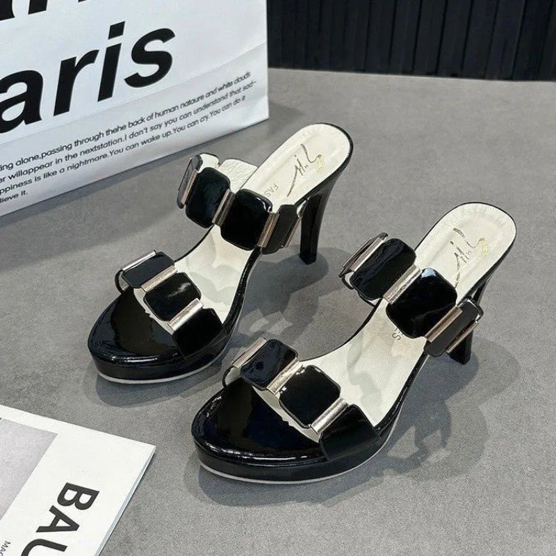 New Summer Pointed Toe Sexy Comfortable Banquet High Heels Fashionable Shallow Mouth/simple/elegant Outside Women's Slippers