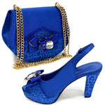 Doershow new come Matching Women Shoe and Bag Set Decorated black Nigerian Shoes and Bag Set Italy Shoes and Bag set HDF1-17