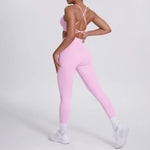 Women's Seamless Yoga Set Cross Back Sports Bra & High Waist Booty Lifting Yoga Leggings Gym Running Fitness Workout Outfit