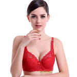 Sexy Lace Bra Plus Size A B C D Cup Underwire Gather Adjustment Plunge Lingerie Bras For Women Embroidery Underwear BH Top
