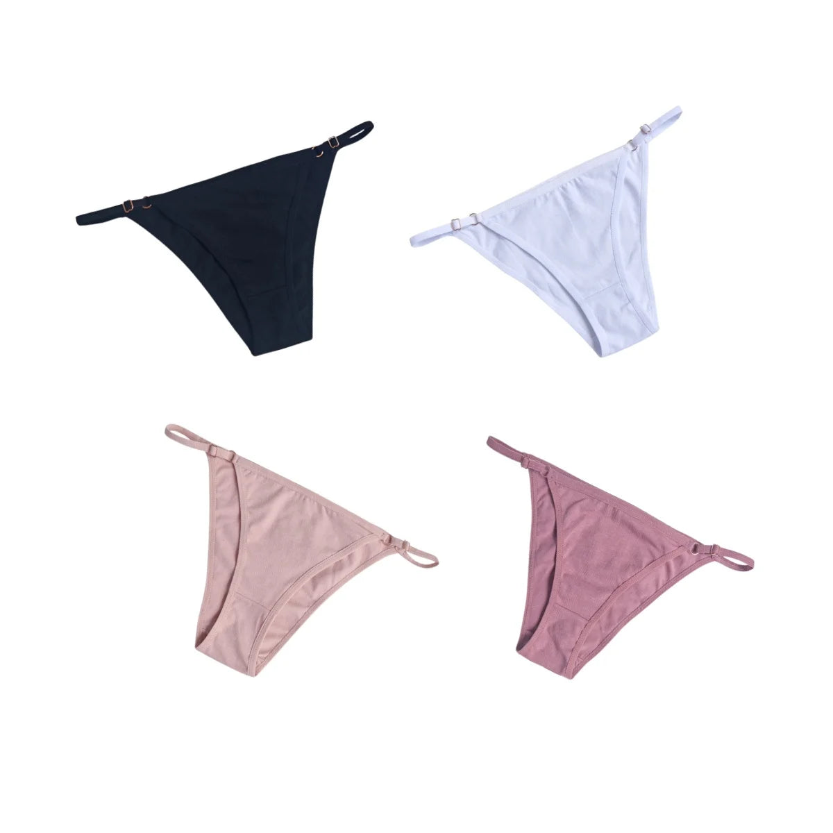 4Pcs/Set Women Cotton Briefs Sexy Brazilian Panties Low-Rise Underwear Adjustable Buckle Female Underpants Comfort Lingerie S-XL