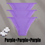 3PCS Women‘s Cotton Lace Panties Low Waist Briefs Comfortable Underwear Ladies Solid Color Underpants Girls Breathable Panty New