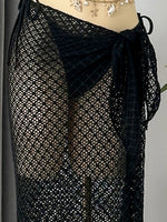 Sexy Mesh Cover Up 3 Piece Bikinis Sets 2026 Women Black Metal Chain Strap Push Up Thong Swimsuit Holiday Bathing Suit Swimwear