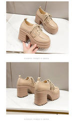 Spring Women Pumps Black Loafers Chunky 10CM High Heels High Platform British Autumn Ladies Thick Bottoms Shoes 2026 New