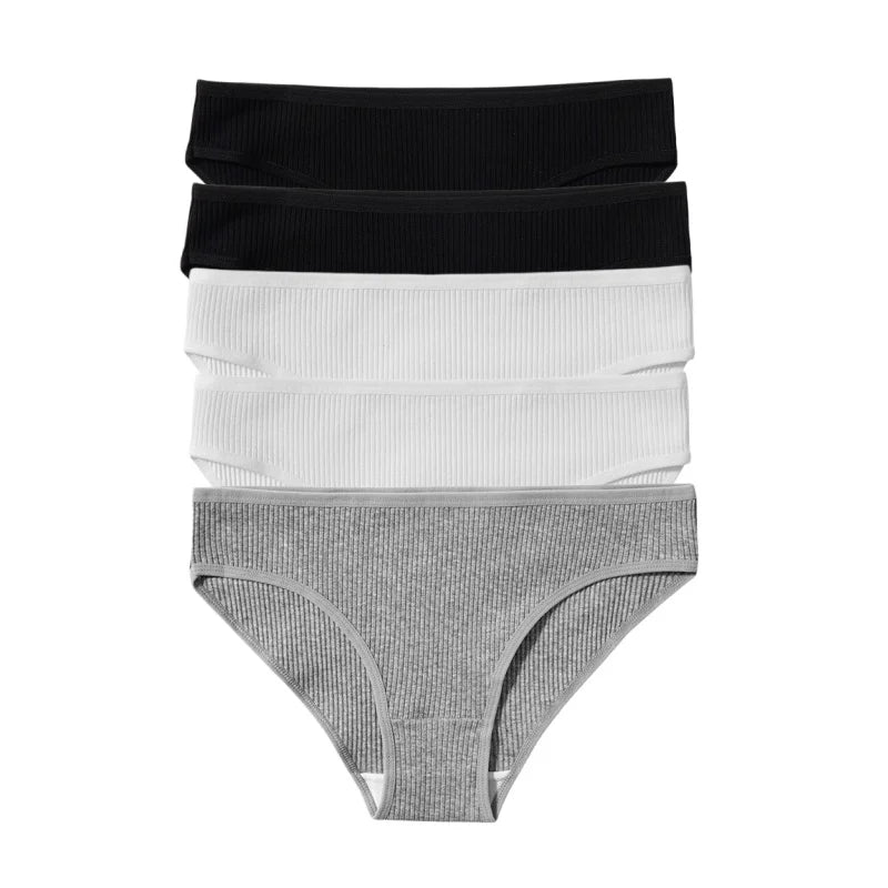 5Pcs/Set Women Cotton Panties Solid Color Low Rise Briefs Female Underpants Comfort Soft Stretch Panty Sexy Lingerie S-XXL