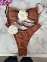Sexy 3D Flower Micro Bikini 2024 Women Black White Patchwork Push Up Swimsuit Biquini Summer Bathing Suit Triangle Mini Swimwear