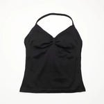 NCLAGEN Gym Longline Strappy Top Women Seamless Yoga Tank With Removable Pads V Neck Workout Clothes Sports Running Fitness Vest