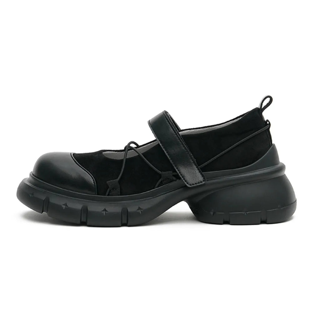 2025 Chic Black Sneaker Mary Janes Shoes Women Cute Chunky Heels With Platform Comfy Walking Daily Wear Shoes