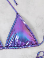 Sexy Shiny Silver Bikini Set Women Push Up Micro Swimsuit 2025 Brazilian Beach Bathing Suit Tie Side Thong Swimwear Biquini