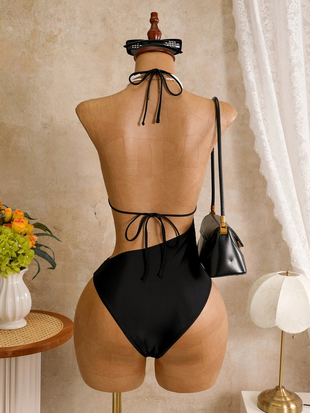 DEKA Sexy Lace Patchwork Swimwear Neon Green Transparent One Piece Swimsuit Women Hollow Out Backless Mesh Bathing Suit Holiday