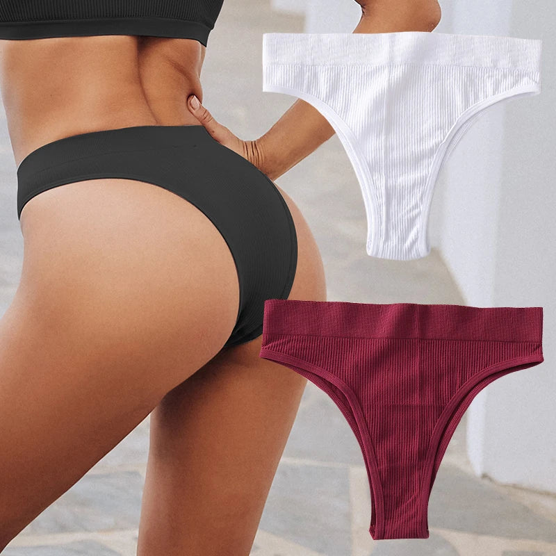 2PCS/Set Seamless Panties Women Sexy Low Waist Brazilian Pant Female Solid Color Breathable Underwear Lady Soft Intimat Lingerie