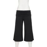 American knitted mid-waisted trousers, simple low-waisted straight loose casual trousers