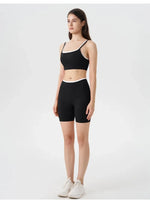 Women's 2-piece Yoga Set Fake Two-Piece Color-Block White Stripe Camisole Running Sports Bra Shorts Yoga Outfit Set