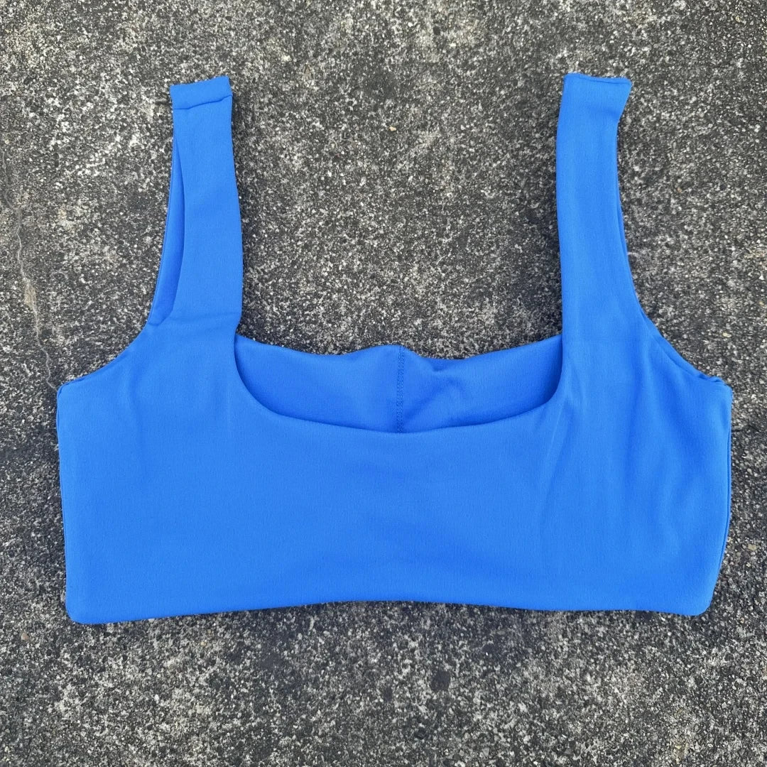 Solid Color Butter Square collar Soft Gym Yoga Underwear Women Hollow back shoulder strap Fitness Vest sport Bra Top With pad