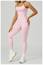 2 Pieces Women's Seamless Yoga Set Fitness Running Sports Set Slim Fit High Waist Beautiful Back Tracksuit