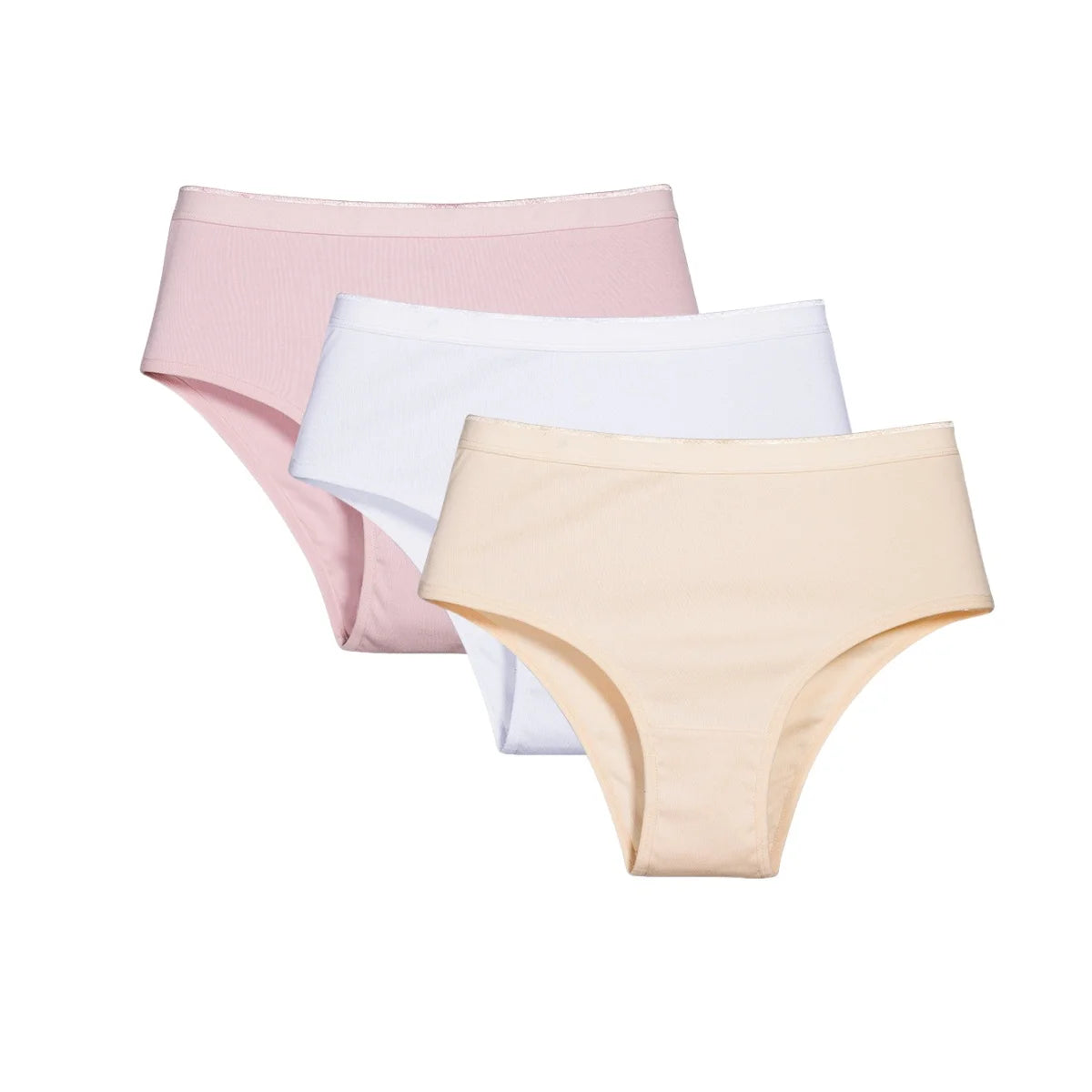 3Pcs/Set Women Cotton Panties High Waist Soft Stretch Briefs Female Underpants Solid Color Comfort Underwear Sexy Lingerie S-L