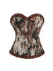 Women’s Vintage Palace Corset, Monet Oil Painting Jacquard Boned Bustier, Ruffled Lace Slimming Shapewear Top