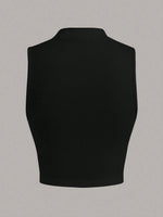 Casual Mock Neck Sleeveless Tank Top for Women Summer Sexy Solid Color Slim Fit Stand Collar Crop Top Streetwear 2024