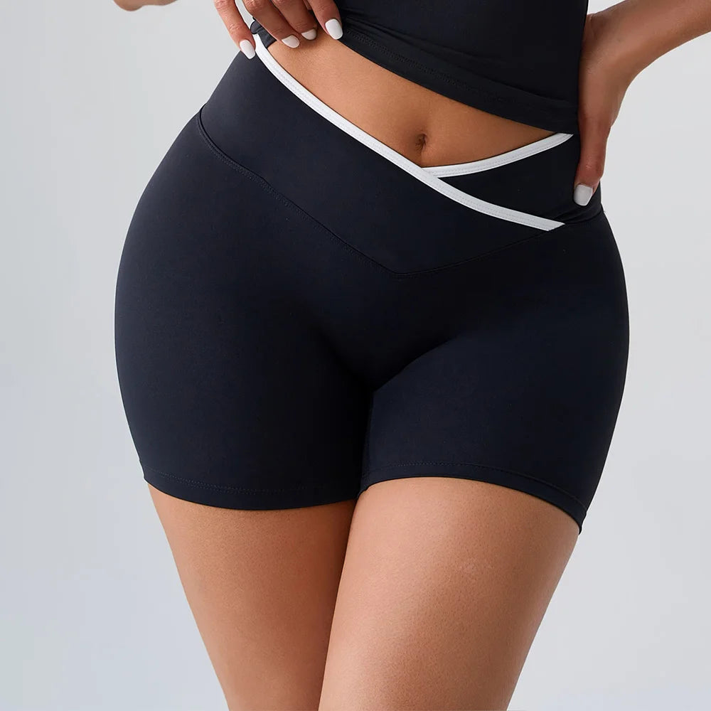 Sports Shorts Cross Waist Women Shorts Women Cycling Jogging Fitness High Waist Push Up Gym Shorts Leggings Women Yoga Clothing