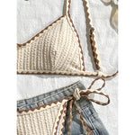 Wrinkled Crinkled Bikini Women Swimwear Female Swimsuit Two-pieces Bikini Set High Leg Cut Padded Bather Bathing Suit Swim V8029
