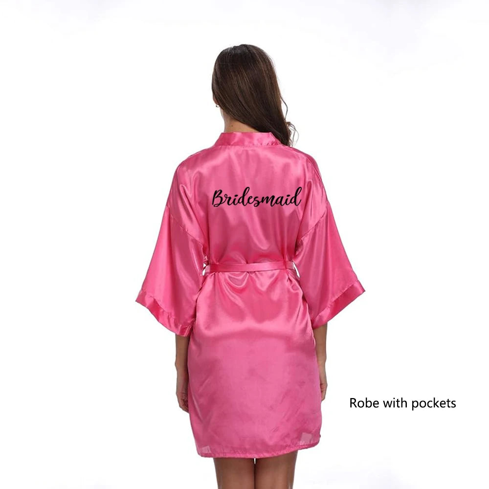 New Bathrobe Bride Satin-Silk Robe Women Bridal Party Sister Team Mother Shower Gift Bridesmaid Wedding Short Robes YE7883