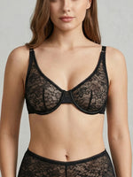 Women Black Lace Lingerie Set Deep V Bra High Waisted Boyshorts Sheer Mesh Floral Embroidery Sexy Underwear Set MR3429