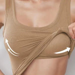 Women Yoga Vest Super Soft Stretch Fabric Built-in Bra Camisole Square Neck Sleeveless Slim Fit Layering Tops Lady Activewear