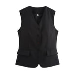 Women's Fashion Versatile Vest Solid Color Tailored Vest Three Pack Sleeveless V Neck Button Down For Women Office Wear 2EKY