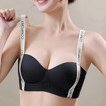 Women Push-Up Bra Seamless Underwear Letter Straps Cute Heart Print Non-wired No Rims 3/4 Cup