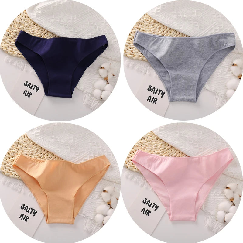 4Pcs/Set Cotton Panties Low Rise Briefs Women Underwear Bikini Ladies Sexy Underpants Female Intimates Girls Lingerie 2022 Hot