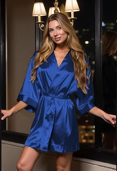 Women's Bride Bridesmaids Silky Robe Satin Kimono Robes for Women Lingerie