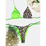 XS - L 8 Color Splicing Halter Leopard Bikini Female Swimsuit Women Swimwear Two-piece Bikini set Bather Bathing Suit Swim V3736