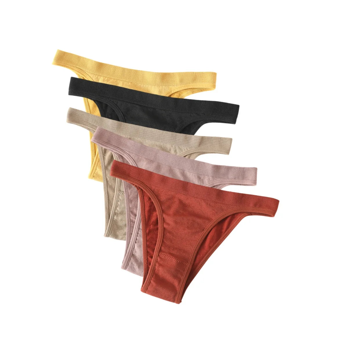 5Pcs/Set Women Seamless Brazilian Panties Solid Color High Leg Cut Briefs Sexy Underwear Female Underpants Comfort Lingerie