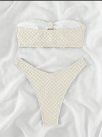 sexy wrinkled bandeau bikinis sets two pieces high waist padded bathing suit beach wear women thong bikini swimsuits