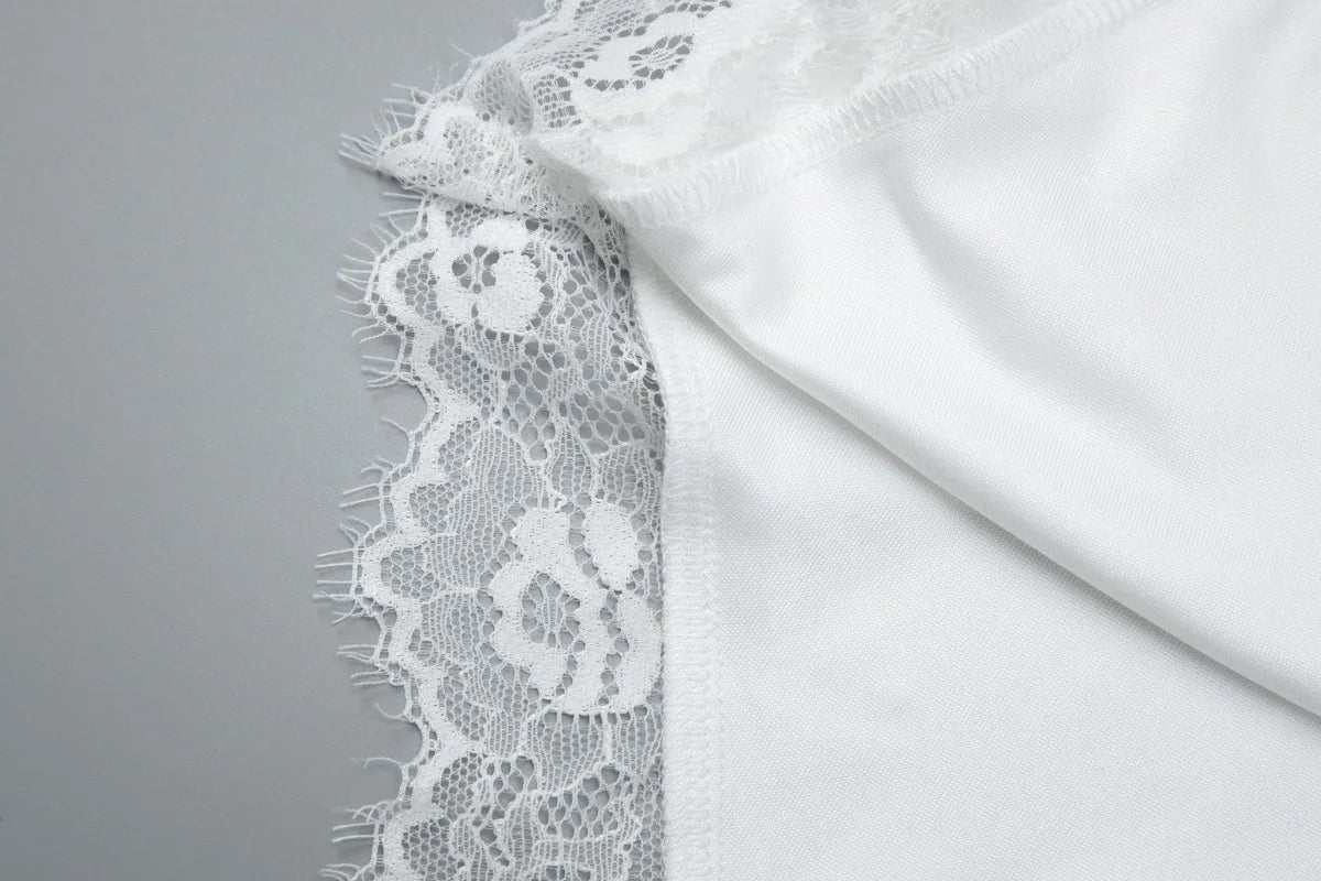 FDYOUI Woman Clothing Slash Neck T-shirts 2026 Summer Sleeveless Lace Patchwork White T Shirt Y2K Girls Irregular Corset Tee Top