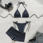 White Dot Print Micro Thong 3 Piece Bikinis Sets Bottoms Shorts Swimwear Sexy Swimsuit Woman 2026 Halter String Triangle Bikini