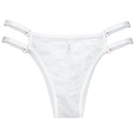 Love Letter Print Women Briefs Mesh Transparent Ring Buckle Adjustable Hollow-out Underwear Low-waist Panties String Lingerie
