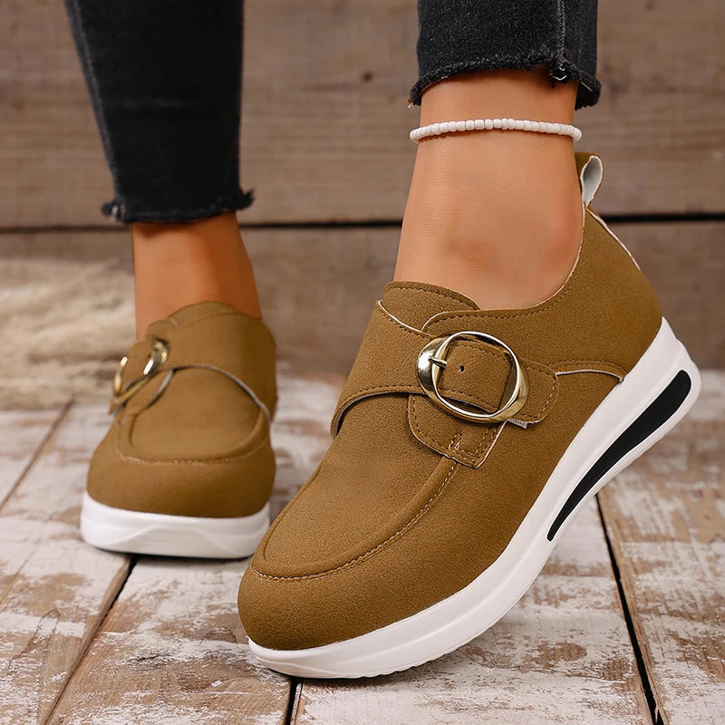 2025 Faux Suede Platform Loafers Women Lightweight Slip On Thick Sole Sneakers Woman Plus Size 43 Comfort Non Slip Casual Shoes