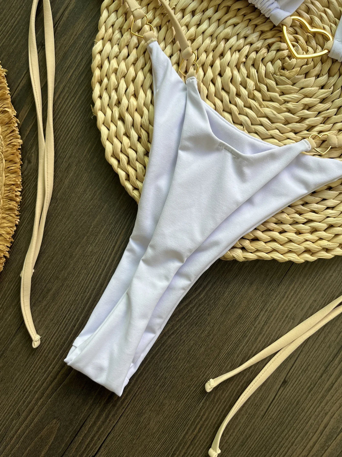 DEKA Metal Micro Bikini Set Lace-up High Waisted Bandage Thong Swimsuit Female Swimwear Women Solid Strappy Beachwear Bathing
