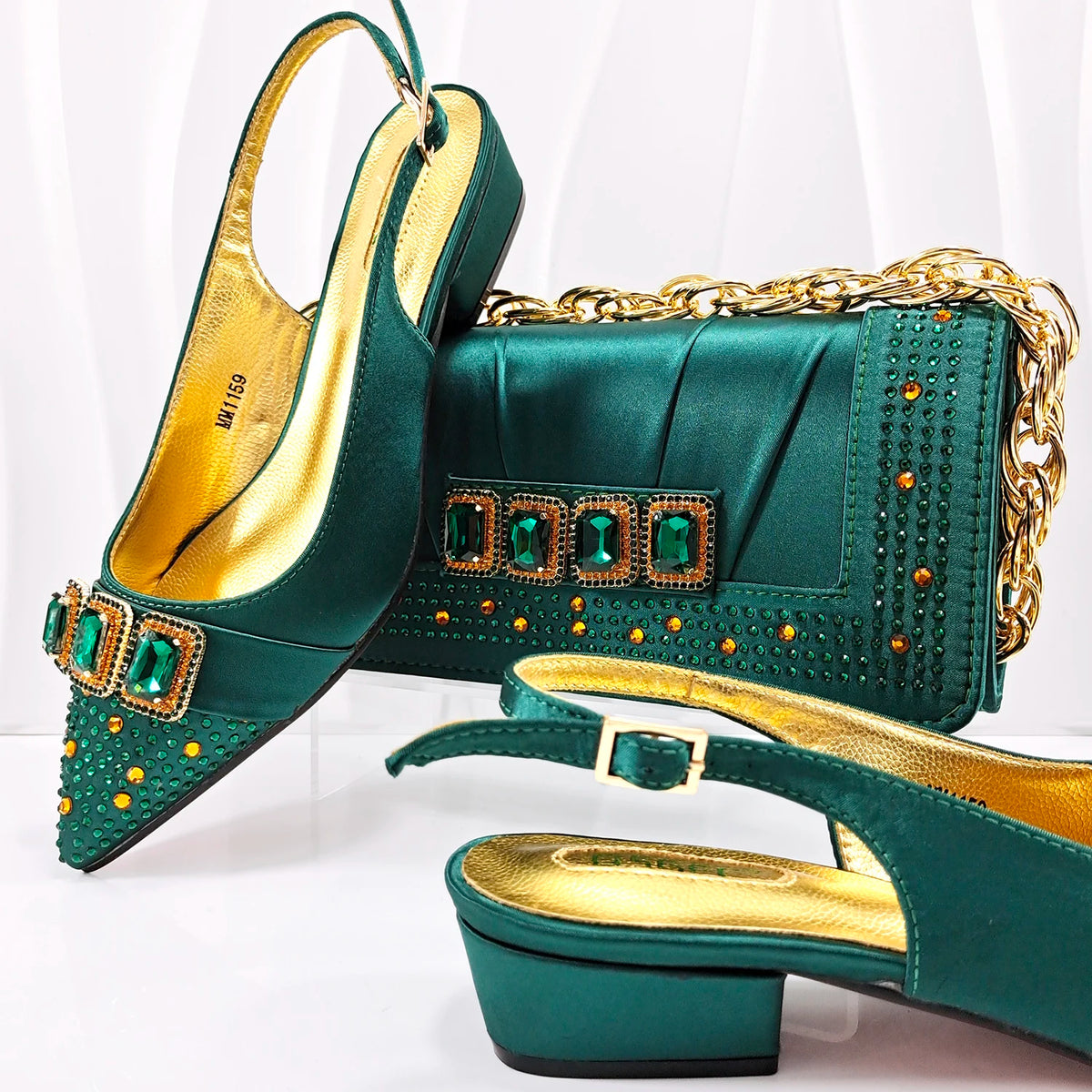 Doershow New Arrival Shoes and Bag Set African Sets 2024 Olive Nigerian Women Shoes and Matching Bags Set for wedding1-11