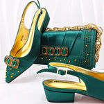 Doershow New Arrival Shoes and Bag Set African Sets 2024 Olive Nigerian Women Shoes and Matching Bags Set for wedding1-11
