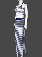 Summer slim temperament hot girl striped halterneck backless skirt suit vest casual suit