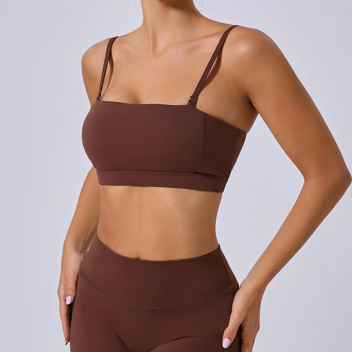 Women Yoga Bra Removable Shoulder Strap Anti-Slip Bra Wrap Chest Dual-Use Sports Yoga Wear Outside Running Fitness Top