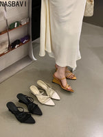 Summer Elegant French Style Wedges Slippers Women's Summer New Fashion Retro Open-Toe Strap Spike Heel Wedges Sandals New 2026