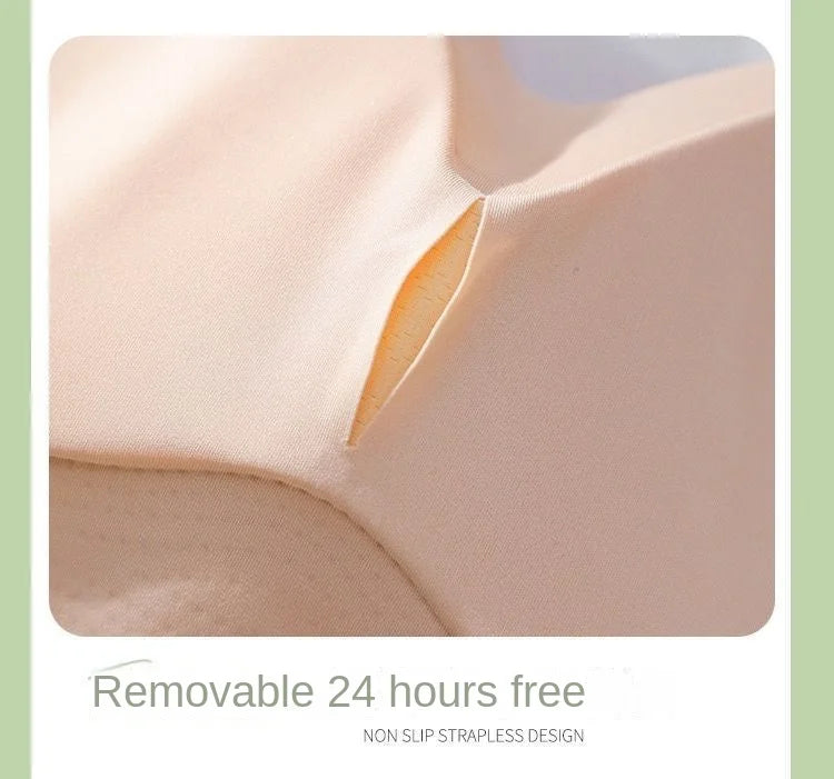 Summer Ice Silk No Trace Strapless Underwear Women Small Chest Gathering Non-slip Not Drop Breast Invisible Bra Cover Wipe Chest