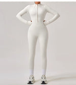 Women's Jumpsuits One-Piece Suit Yoga Set Zipper Long Sleeve Gym Push Up Workout Clothes Fitness Bodysuit Sportswear Tracksuit