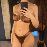 13 Color 2026 New Sexy Bandeau Bikini Women Swimwear Female Swimsuit Two-Pieces Bikini Set Padded Bather Bathing Suit Swim V4647