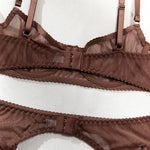 Toucheart Erotic Lingerie Comfortable Mesh Sexy Body Shaping Ultra-thin See-through Sexy Underwear Four-piece Set with Stockings